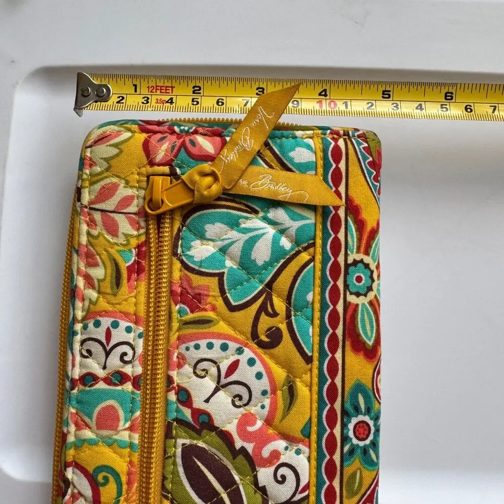 Vera Bradley Turnlock Wallet Retired Provencal Quilted Fabric Yellow Paisley - Picture 8 of 8